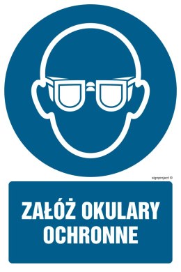 Znak GL051 Załóż okulary ochronne, 100x150 mm, FN - Folia samoprzylepna