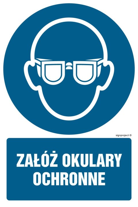 Znak GL051 Załóż okulary ochronne, 100x150 mm, FN - Folia samoprzylepna