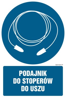 Znak GL056 Podajnik do stoperów do uszu, 100x150 mm, PN - Płyta 1 mm