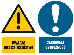 Znak GM017 Uwaga niebezpieczeństwo Zachowaj ostrożność, 200x150 mm, FN - Folia samoprzylepna