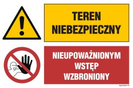 Znak GN002 Teren niebezpieczny Nieupoważnionym wstęp wzbroniony, 1050x700 mm, PS - Płyta 1 mm fotoluminescencyjna