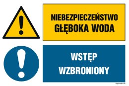 Znak GN005 Niebezpieczeństwo Głęboka woda Wstęp wzbroniony, 150x100 mm, PN - Płyta 1 mm