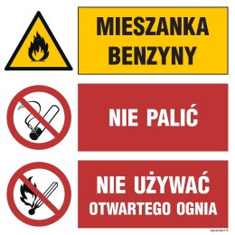 Znak GO004 Uwaga! Teren zagrożony Nieupoważnionym wstęp wzbroniony Wszyscy goście muszą zgłosić się w recepcji, 1050x1050 mm, PS