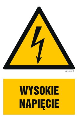 Znak HA003 Wysokie napięcie, 100x150 mm, PN - Płyta 1 mm