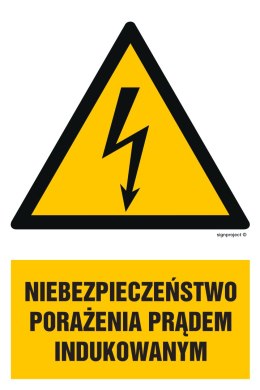 Znak HA013 Niebezpieczeństwo porażenia prądem indukowanym, 250x375 mm, FN - Folia samoprzylepna