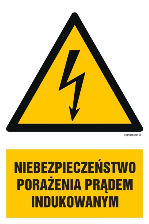 Znak HA013 Niebezpieczeństwo porażenia prądem indukowanym, 250x375 mm, PN - Płyta 1 mm