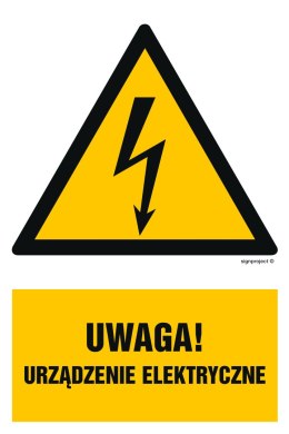 Znak HA022 Uwaga urządzenie elektryczne, 100x150 mm, FN - Folia samoprzylepna