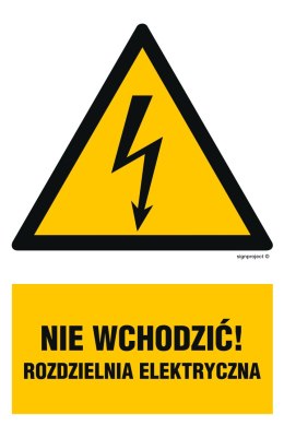 Znak HA030 Nie wchodzić ! Rozdzielnia Elektryczna - opakowanie 10 sztuk, 50x75 mm, PN - Płyta 1 mm