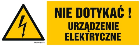 Znak HB001 Nie dotykać! Urządzenie elektryczne, 200x67 mm, PN - Płyta 1 mm