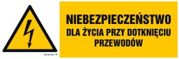 Znak HB006 Niebezpieczeństwo dla życia przy dotykaniu urządzeń elektrycznych, 200x67 mm, PN - Płyta 1 mm