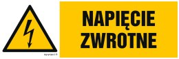 Znak HB012 Napięcie zwrotne, 150x50 mm, FN - Folia samoprzylepna