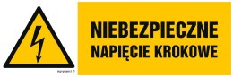 Znak HB014 Niebezpieczne napięcie krokowe, 200x67 mm, FN - Folia samoprzylepna