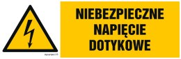 Znak HB015 Niebezpieczne napięcie dotykowe, 200x67 mm, FN - Folia samoprzylepna