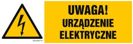 Znak HB020 Uwaga urządzenie elektryczne, 200x67 mm, FN - Folia samoprzylepna