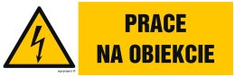 Znak HB023 Prace na obiekcie, 150x50 mm, PN - Płyta 1 mm