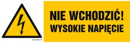 Znak HB024 Nie wchodzić wysokie napięcie, 300x100 mm, PN - Płyta 1 mm