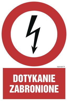 Znak HC008 Dotykanie zabronione, 75x100 mm, PN - Płyta 1 mm