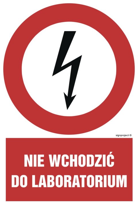 Znak HC012 Nie wchodzić do laboratorium, 500x750 mm, PN - Płyta 1 mm