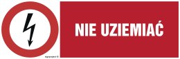 Znak HD009 Nie uziemiać, 200x67 mm, PN - Płyta 1 mm