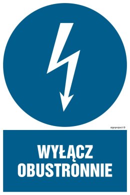 Znak HE004 Wyłącz obustronnie, 250x375 mm, PN - Płyta 1 mm