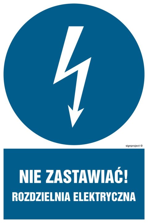 Znak HE021 Nie zastawiać rozdzielnia elektryczna - opakowanie 10 sztuk, 50x75 mm, PN - Płyta 1 mm