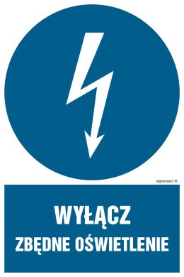 Znak HE022 Wyłącz zbędne oświetlenie, 250x375 mm, PN - Płyta 1 mm