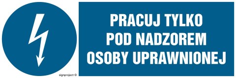 Znak HF010 Pracuj tylko pod nadzorem osoby uprawnionej, 300x100 mm, PN - Płyta 1 mm