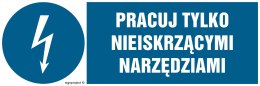 Znak HF012 Pracuj tylko nieiskrzącymi narzędziami, 150x50 mm, PN - Płyta 1 mm