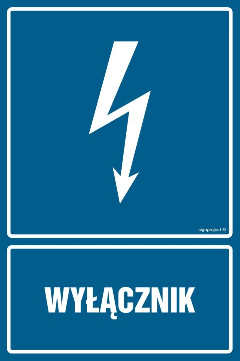 Znak HG009 Wyłącznik, 100x150 mm, FN - Folia samoprzylepna