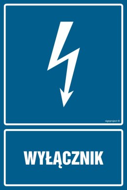 Znak HG009 Wyłącznik, 100x150 mm, PN - Płyta 1 mm