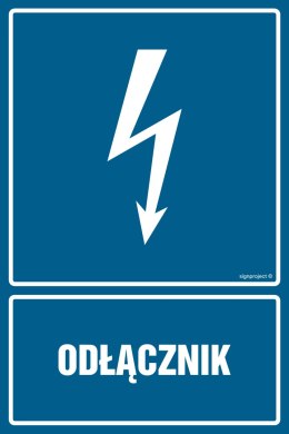 Znak HG010 Odłącznik, 100x150 mm, PN - Płyta 1 mm