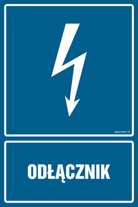 Znak HG010 Odłącznik, 150x225 mm, PN - Płyta 1 mm