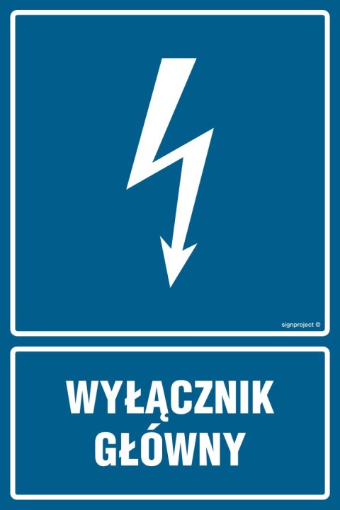 Znak HG012 Wyłącznik główny, 100x150 mm, FN - Folia samoprzylepna