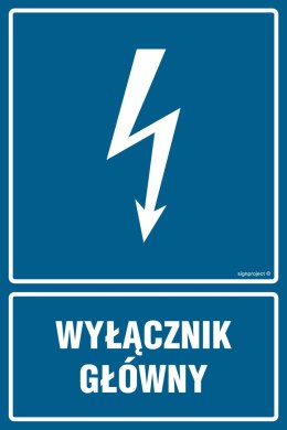 Znak HG012 Wyłącznik główny, 500x750 mm, PN - Płyta 1 mm