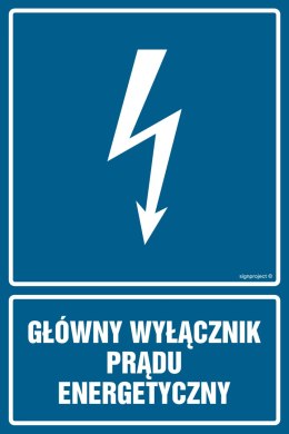 Znak HG015 Główny wyłącznik energetyczny prądu, 100x150 mm, PN - Płyta 1 mm