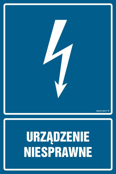 Znak HG018 Urządzenie niesprawne, 200x300 mm, PN - Płyta 1 mm