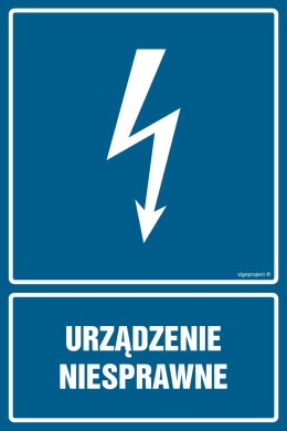 Znak HG018 Urządzenie niesprawne, 250x375 mm, FN - Folia samoprzylepna