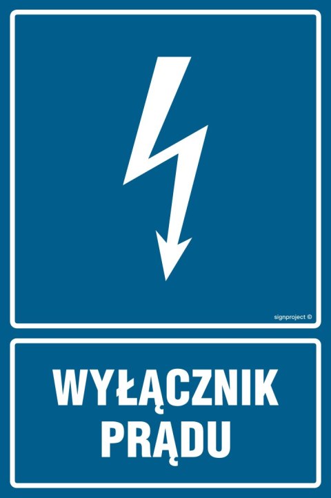 Znak HG019 Wyłącznik prądu, 100x150 mm, FN - Folia samoprzylepna