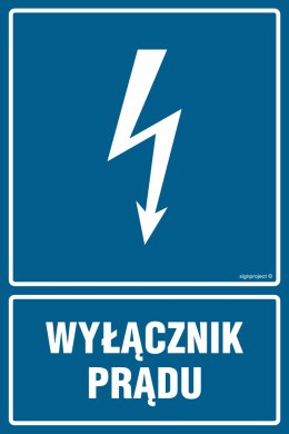 Znak HG019 Wyłącznik prądu, 100x150 mm, PN - Płyta 1 mm