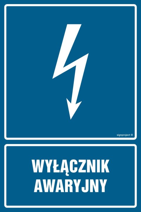 Znak HG032 Wyłącznik awaryjny, 200x300 mm, PN - Płyta 1 mm