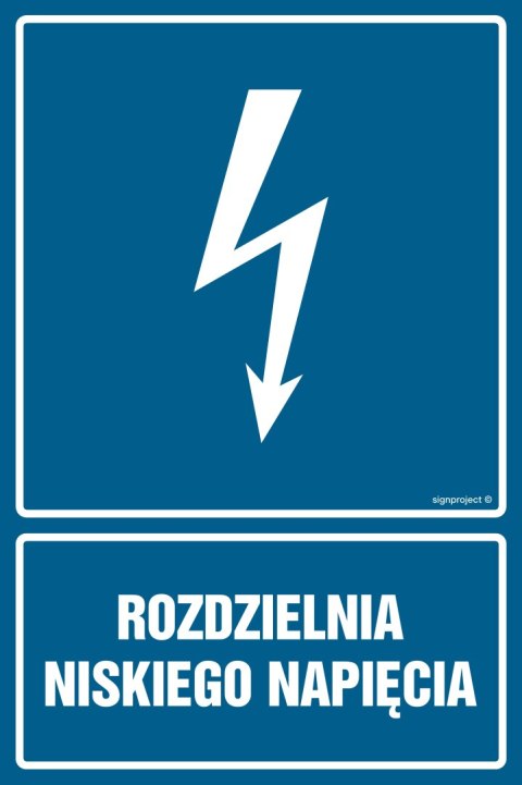 Znak HG033 Rozdzielnia niskiego napięcia, 250x375 mm, PN - Płyta 1 mm