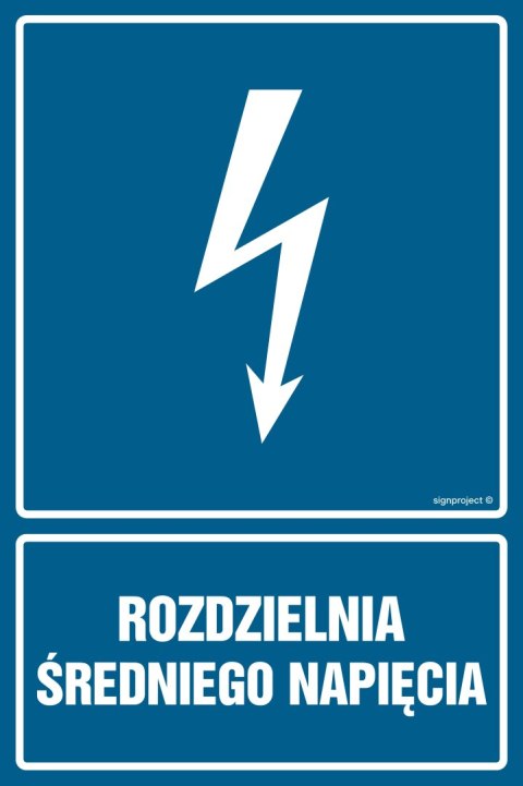 Znak HG034 Rozdzielnia średniego napięcia, 100x150 mm, PN - Płyta 1 mm