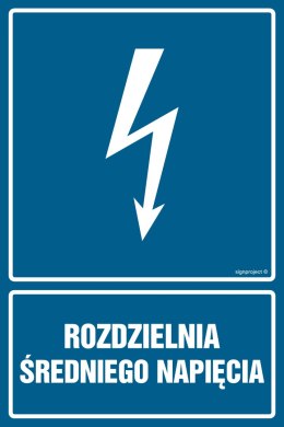 Znak HG034 Rozdzielnia średniego napięcia, 150x225 mm, FN - Folia samoprzylepna