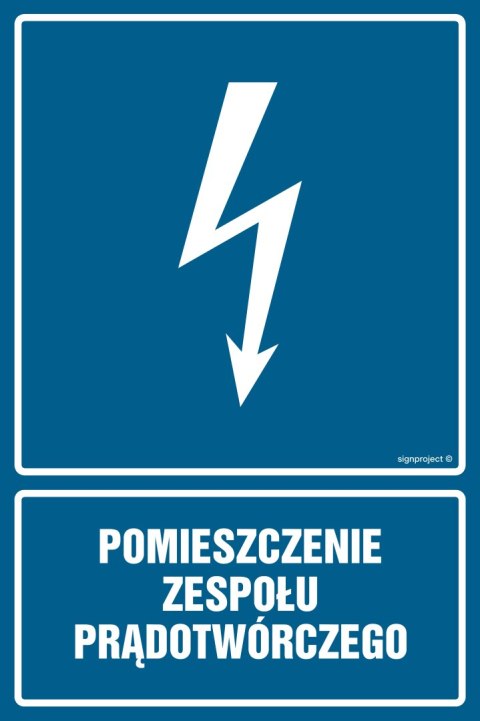 Znak HG035 Pomieszczenie zespołu prądotwórczego, 100x150 mm, PN - Płyta 1 mm