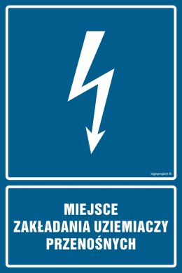 Znak HG041 Miejsce zakładania uziemiaczy przenośnych, 250x375 mm, FN - Folia samoprzylepna