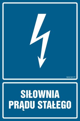 Znak HG045 Siłownia prądu stałego, 250x375 mm, PN - Płyta 1 mm