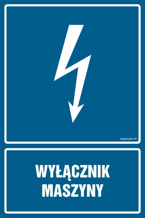 Znak HG051 Wyłącznik maszyny, 350x525 mm, PN - Płyta 1 mm