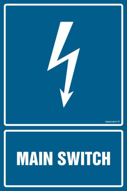 Znak HG056 Main switch, 150x225 mm, FN - Folia samoprzylepna