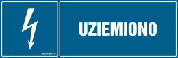 Znak HH003 Uziemiono, 150x50 mm, FN - Folia samoprzylepna