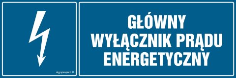 Znak HH015 Główny wyłącznik energetyczny prądu, 300x100 mm, PN - Płyta 1 mm